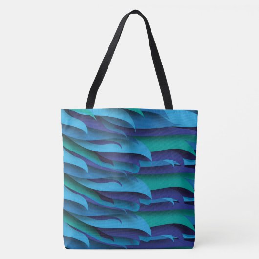 Tote Bag Vague de différentes couleurs du bleu au vert (Devant)