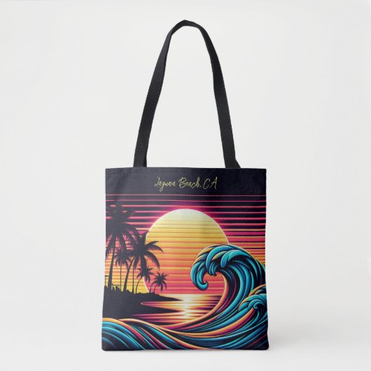 Tote Bag Vague de Surf rétro Sunset (Devant)