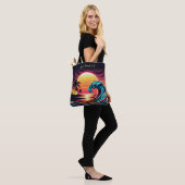 Tote Bag Vague de Surf rétro Sunset (Sur le modèle)