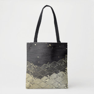 Tote Bag Vague dorée, texture papier.