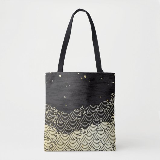 Tote Bag Vague dorée, texture papier. (Devant)