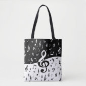 Tote Bag Vague élégante de clef triple noire et blanche (Devant)