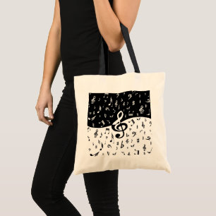 Tote Bag Vague élégante de clef triple noire et blanche