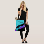 Tote Bag Vague Moderne Noir et Violet (Sur le modèle)