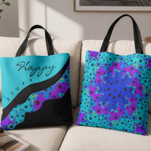 Tote Bag Vague Moderne Noir et Violet