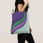Tote Bag Vague Moderne Violet Vert  (De près)