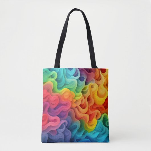 Tote Bag Vagues Abstraites arc-en-ciel (Devant)