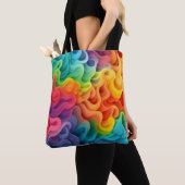 Tote Bag Vagues Abstraites arc-en-ciel (De près)
