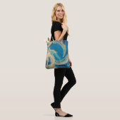 Tote Bag Vagues abstraites colorées géométriques bleues (Sur le modèle)
