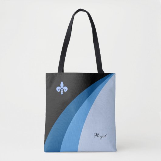 Tote Bag Vagues abstraites dans des tons bleus & fleur de l (Devant)