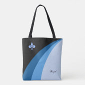 Tote Bag Vagues abstraites dans des tons bleus & fleur de l (Dos)