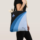 Tote Bag Vagues abstraites dans des tons bleus & fleur de l (De près)