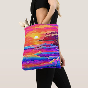 Tote Bag Vagues au coucher du soleil : rêve côtier vif