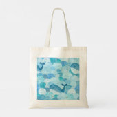 Tote Bag Vagues, baleine, texture bleu enfantine (Dos)