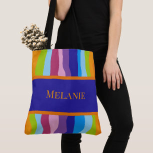 Tote Bag Vagues colorées avec nom