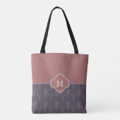Tote Bag Vagues de rouille bleu pourpre foncé monogramme (Dos)