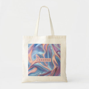 Tote Bag Vagues en Satin Iridescent Pastel Onirique Personn