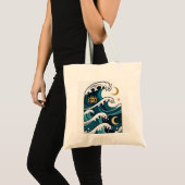 Tote Bag Vagues et lune avec œil (Devant (produit))