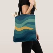 Tote Bag Vagues géométriques - Flux minimal Abstrait (De près)