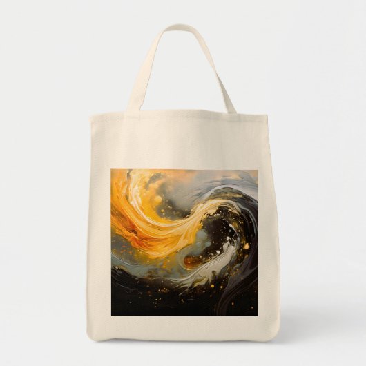 Tote Bag Vagues modernes en marbre abstrait doré (Devant)