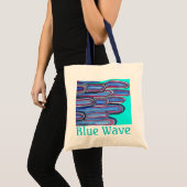 Tote Bag Vagues océaniques "Blue Wave" art bleu aqua (Devant (produit))