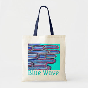 Tote Bag Vagues océaniques "Blue Wave" art bleu aqua