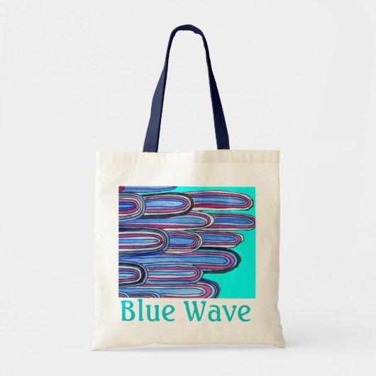 Tote Bag Vagues océaniques "Blue Wave" art bleu aqua (Devant)