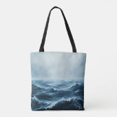 Tote Bag Vagues océaniques des mers dures (Dos)