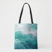 Tote Bag Vagues océaniques sarcelle abstraites (Devant)