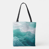 Tote Bag Vagues océaniques sarcelle abstraites (Dos)