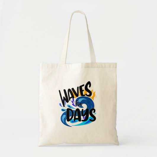 Tote Bag Vagues Pour Jours, Vie De Plage, Océan Bleu Été (Devant)