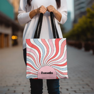 Tote Bag Vagues Rétro Groovy en Couleurs Pastel