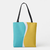 Tote Bag Vagues simples 2 en Turquoise, Jaune et Blanc (Dos)