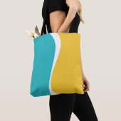 Tote Bag Vagues simples 2 en Turquoise, Jaune et Blanc (De près)