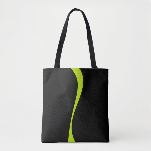 Tote Bag Vagues simples 2 en vert citron et noir (Devant)
