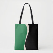 Tote Bag Vagues simples 2 en vert, crème et noir (Devant)