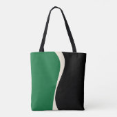 Tote Bag Vagues simples 2 en vert, crème et noir (Dos)