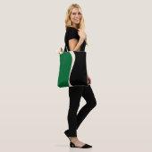 Tote Bag Vagues simples 2 en vert, crème et noir (Sur le modèle)