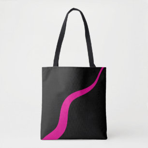 Tote Bag Vagues simples 3 en Magenta et noir