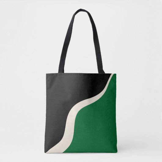 Tote Bag Vagues simples 3 en vert, crème et noir (Devant)