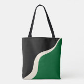 Tote Bag Vagues simples 3 en vert, crème et noir (Dos)