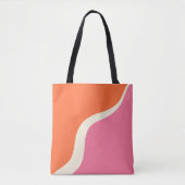 Tote Bag Vagues simples 3 - rose, orange et crème (Devant)