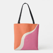 Tote Bag Vagues simples 3 - rose, orange et crème (Dos)