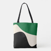 Tote Bag Vagues simples 4 en vert, crème et noir (Dos)