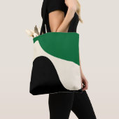 Tote Bag Vagues simples 4 en vert, crème et noir (De près)