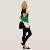 Tote Bag Vagues simples 4 en vert, crème et noir (Sur le modèle)