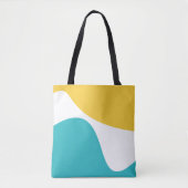 Tote Bag Vagues simples 4 - Turquoise et Jaune (Devant)