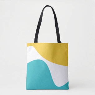 Tote Bag Vagues simples 4 - Turquoise et Jaune