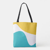 Tote Bag Vagues simples 4 - Turquoise et Jaune (Dos)