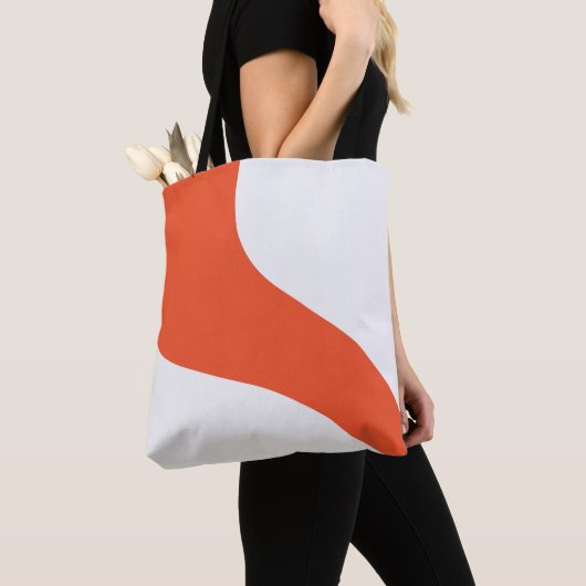 Tote Bag Vagues simples - orange et blanc (De près)
